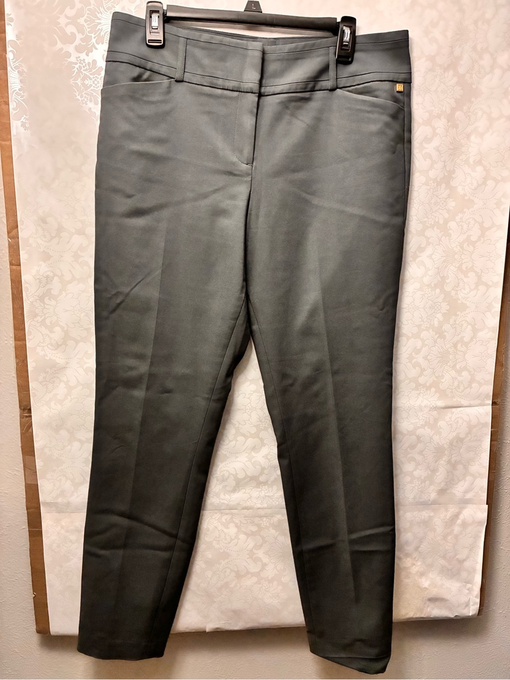 Ivanka Trump Straight-Leg Dress Pants in Gray